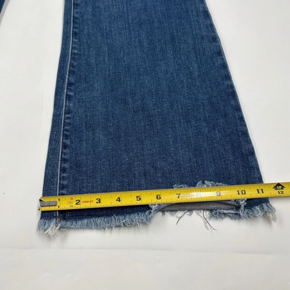 Judy Blue Women's 9/29 Flare‎ Medium Wash Distressed Button Fly High Rise Jeans